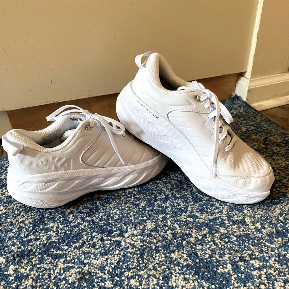 White leather Hokas